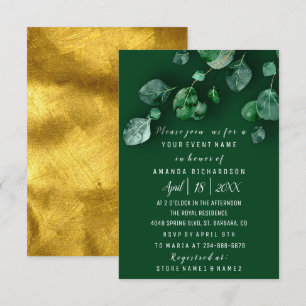Invitation Fête d'anniversaire Eucalyptus Green Gold Woodland