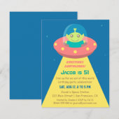 Invitation Fête d'anniversaire extraterrestre colorée dans l' (Devant / Derrière)