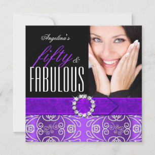 Invitation Fête d'anniversaire fabuleuse 50 Diamant Pourpre