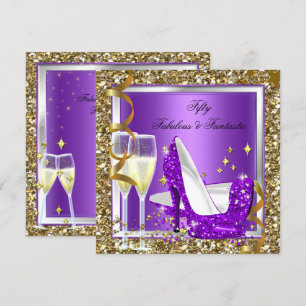 Invitation Fête d'anniversaire fabuleuse 50 fantastique or po