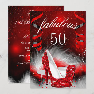 Invitation Fête d'anniversaire fabuleuse à 50 ans avec des ta