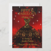 Invitation Fête d'anniversaire fabuleuse à 50 ans Robe rouge (Devant)