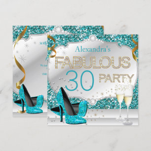 Invitation Fête d'anniversaire fabuleuse de 30 ans avec paill