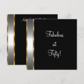 Invitation Fête d'anniversaire fabuleuse de 50 ans noir blanc (Devant / Derrière)
