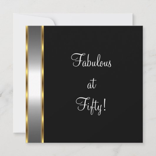 Invitation Fête d'anniversaire fabuleuse de 50 ans noir blanc (Devant)