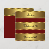 Invitation Fête d'anniversaire fabuleuse de 50 ans rouge fonc (Devant / Derrière)