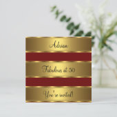Invitation Fête d'anniversaire fabuleuse de 50 ans rouge fonc (Debout devant)