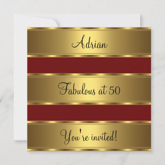 Invitation Fête d'anniversaire fabuleuse de 50 ans rouge fonc (Devant)