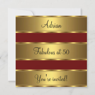 Invitation Fête d'anniversaire fabuleuse de 50 ans rouge fonc