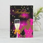 Invitation Fête d'anniversaire fabuleuse de diva rose paillet (Debout devant)