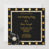 Invitation Fête d'anniversaire fabuleuse en or Points noirs e (Dos)