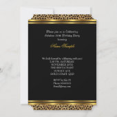 Invitation Fête d'anniversaire fabuleuse léopard noir or Phot (Dos)