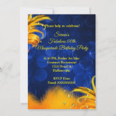 Invitation Fête d'anniversaire fabuleuse masquée bleu jaune (Dos)
