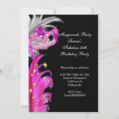 Invitation Fête d'anniversaire fabuleuse masquée rose fuchsia (Dos)
