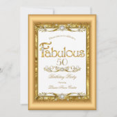 Invitation Fête d'anniversaire fabuleuse or blanc diamant (Devant)