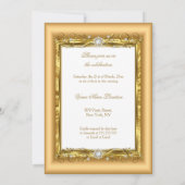 Invitation Fête d'anniversaire fabuleuse or blanc diamant (Dos)