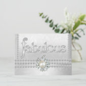 Invitation Fête d'anniversaire fabuleuse perle diamant blanc (Debout devant)