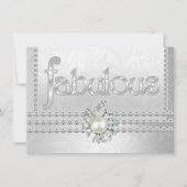 Invitation Fête d'anniversaire fabuleuse perle diamant blanc (Devant)