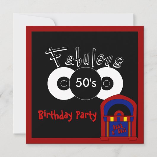 Invitation Fête d'anniversaire Fabuleux 50's (Devant)
