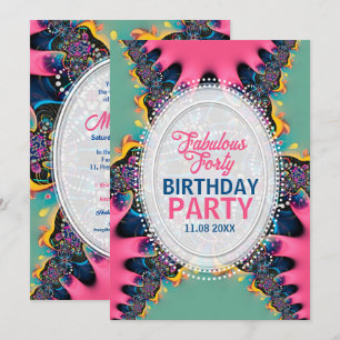 Invitation Fête d'anniversaire Fabuluse Quarante de la Prince