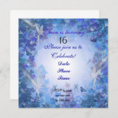 Invitation fête d'anniversaire Fairy blue (Devant / Derrière)