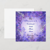 Invitation fête d'anniversaire Fairy violet (Devant / Derrière)