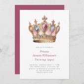 Invitation Fête d'anniversaire Fairytail princess rose (Devant / Derrière)