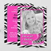 Invitation Fête d'anniversaire faite sur commande de zèbre de (Devant / Derrière)