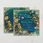 Invitation Fête d'anniversaire Fancy sous la mer (Devant / Derrière)