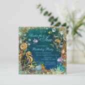 Invitation Fête d'anniversaire Fancy sous la mer (Debout devant)