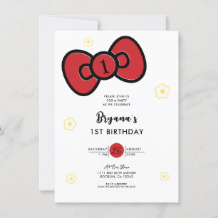 Invitation Fête d'anniversaire fantaisiste avec un joli nœud 