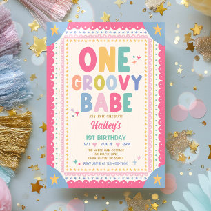 Invitation Fête d'anniversaire fantaisiste de 1 an pour une f