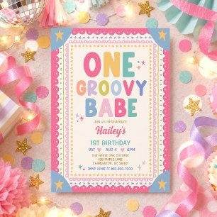 Invitation Fête d'anniversaire fantaisiste de 1 an pour une f