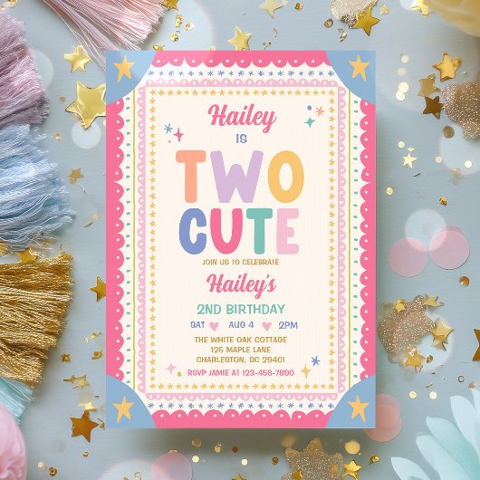 Invitation Fête d'anniversaire fantaisiste de 2 ans pour deux