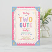 Invitation Fête d'anniversaire fantaisiste de 2 ans pour deux (Debout devant)