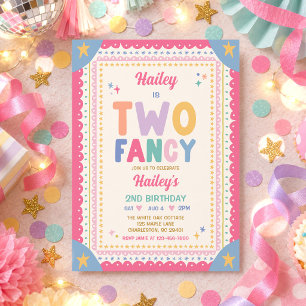 Invitation Fête d'anniversaire fantaisiste de 2 ans pour fill