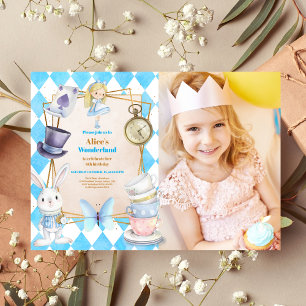 Invitation Fête d'anniversaire fantaisiste Photo Alice au Pay