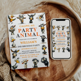 Invitation Fête d'anniversaire fantaisiste pour animaux drôle