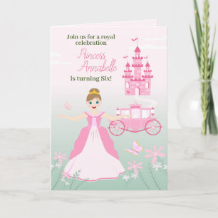Invitation Fête d'anniversaire Fantastique Princesse Rose