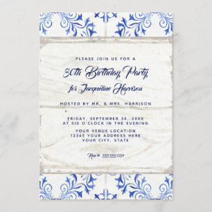 Invitation Fête d'anniversaire Farmhouse Watercolor Bois rust