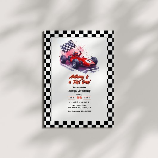 Invitation Fête d'anniversaire "Fast One" 1ère année