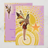 Invitation Fête d'anniversaire féerique mignonne de filles (Devant / Derrière)