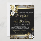 Invitation Fête d'anniversaire féminine Black Gold Elégante F (Dos)