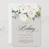 Invitation Fête d'anniversaire féminine blanche (Devant)