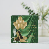 Invitation Fête d'anniversaire féminine Emerald Green et Gold (Debout devant)