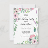 Invitation Fête d'anniversaire féminine rose et beige (Devant)