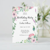 Invitation Fête d'anniversaire féminine rose et beige (Debout devant)