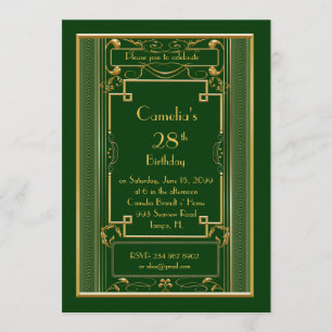 Invitation fête d'anniversaire femme, grand Gatsby