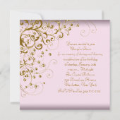 Invitation Fête d'anniversaire femme rose or tourbillon perle (Dos)