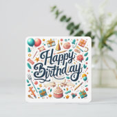Invitation Fête d'anniversaire festive (Debout devant)